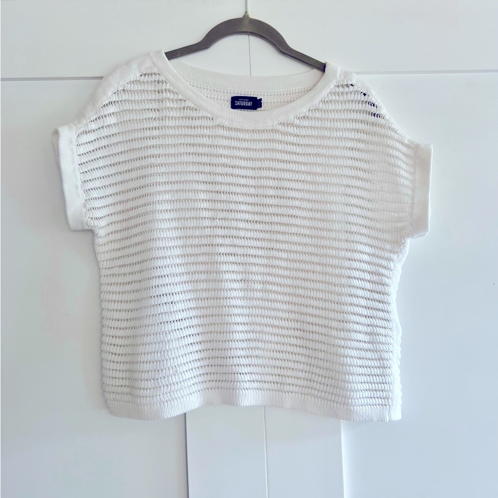 Kate Spade Saturday White Short Sleeve Knit Top